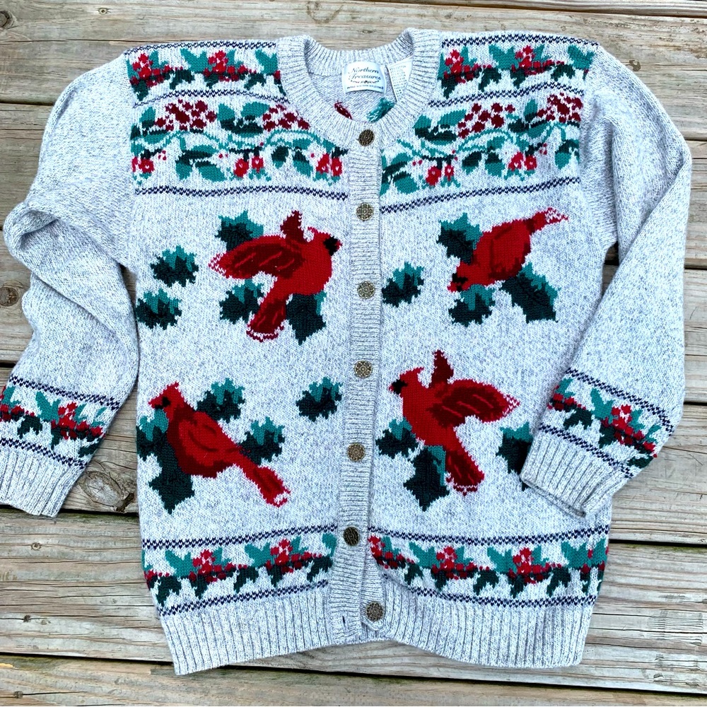VINTAGE Northern Treasures cardinal cardigan sweater